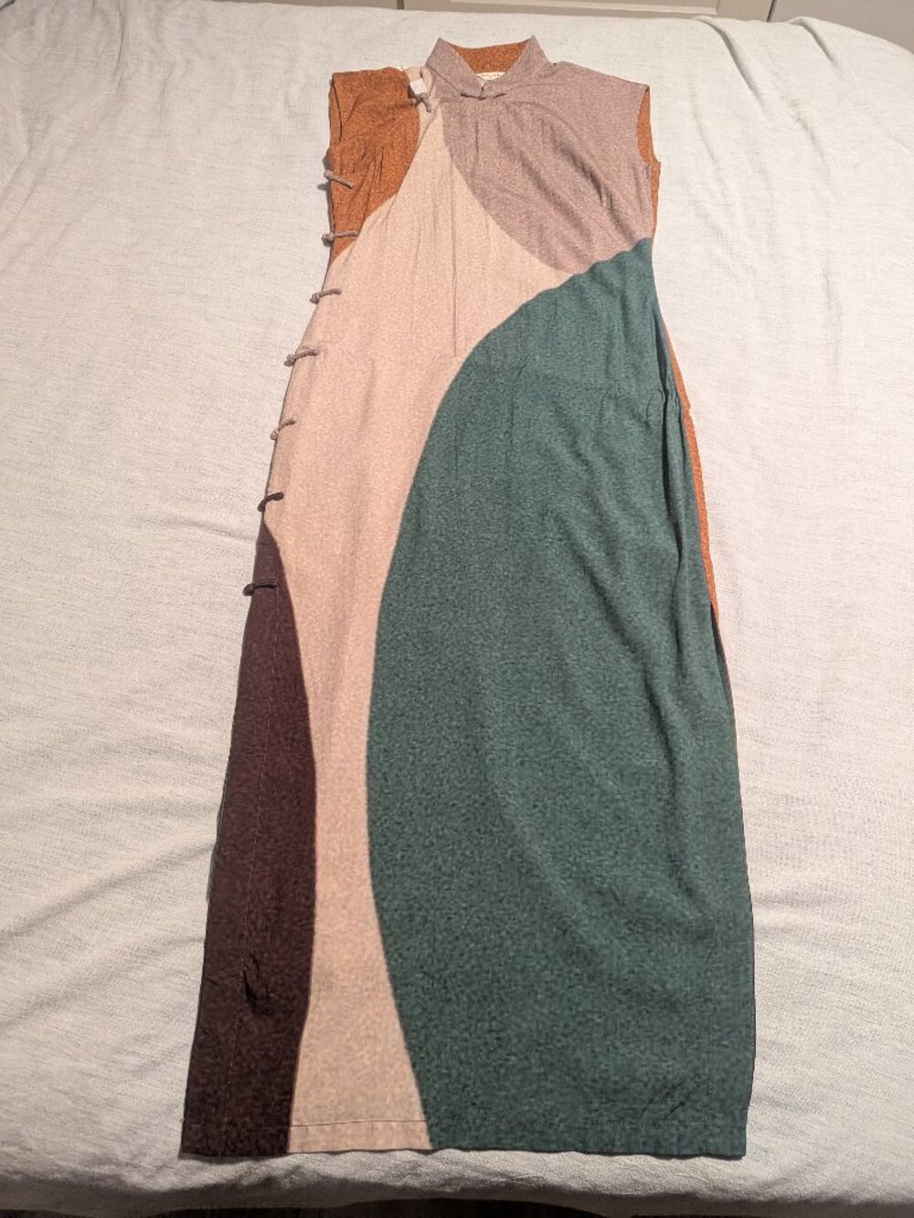 Mandarin style dress with abstract design